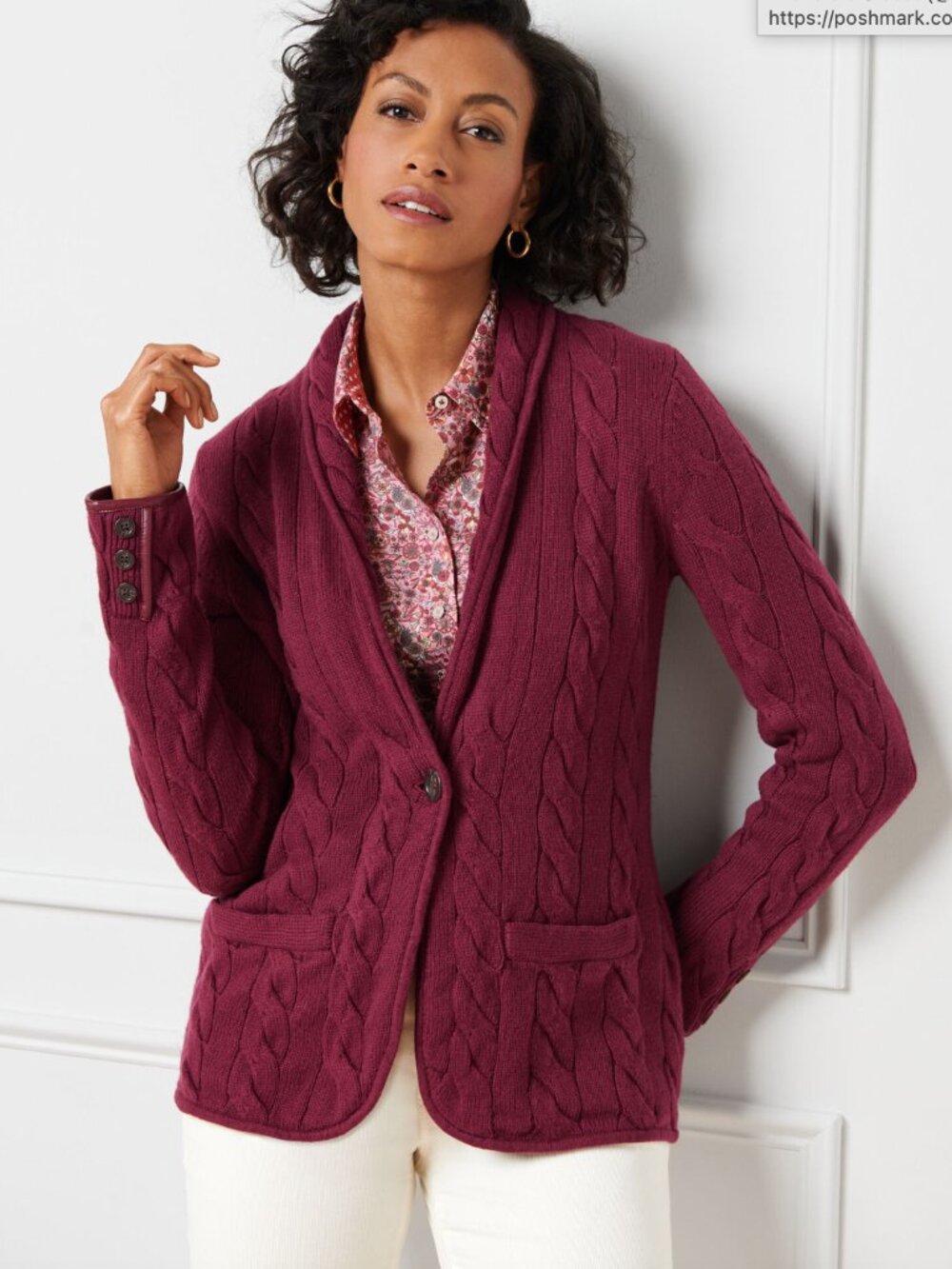 Talbots Ribbed Shawl Collar Blazer Cardigan